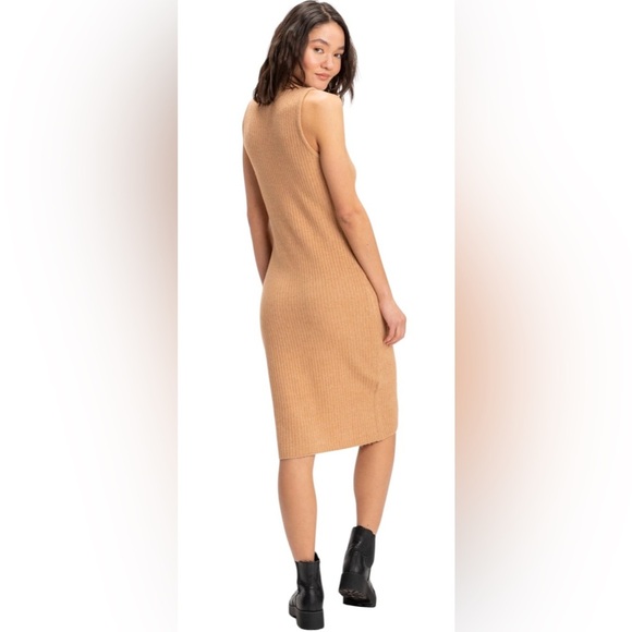 NWT Threads 4 Thought Tan Sheath Dress with Mock Neck and Sleeveless Design - Picture 3 of 14